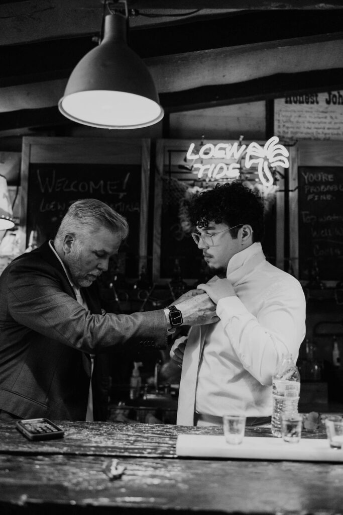 Groom getting ready