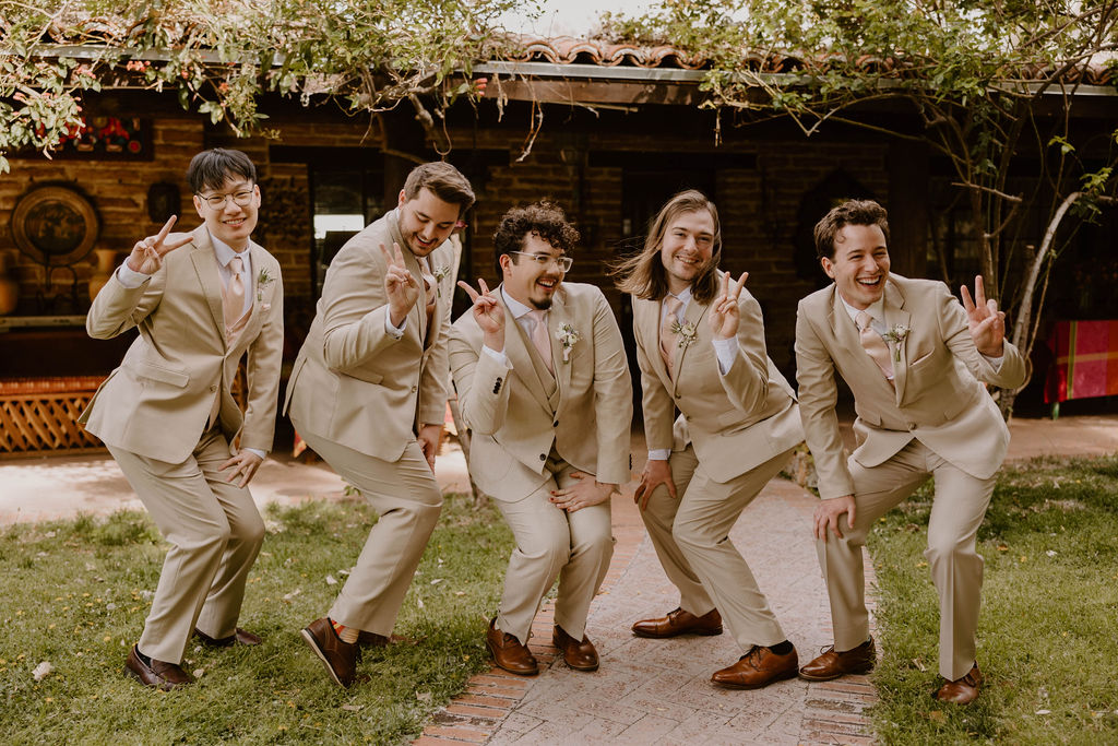 Arizona based wedding photographer captures candid groom and groomsmen