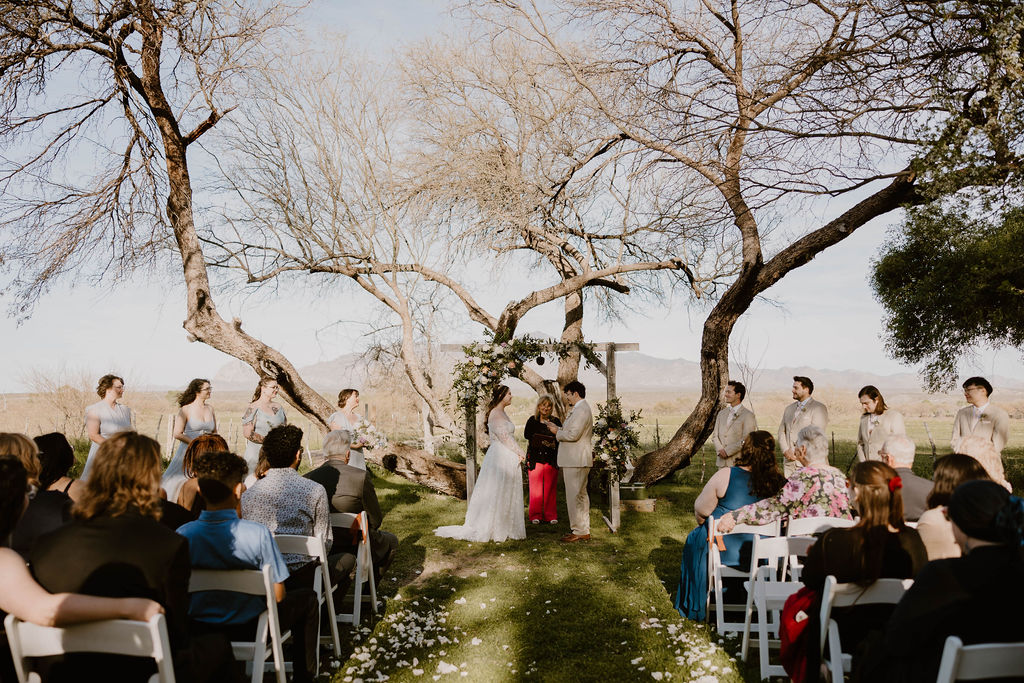 Tucson based, Arizona Micro Wedding Photographer takes garden party wedding photos 