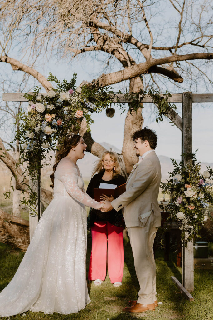 Tucson based, Arizona Micro Wedding Photographer takes garden party wedding photos 