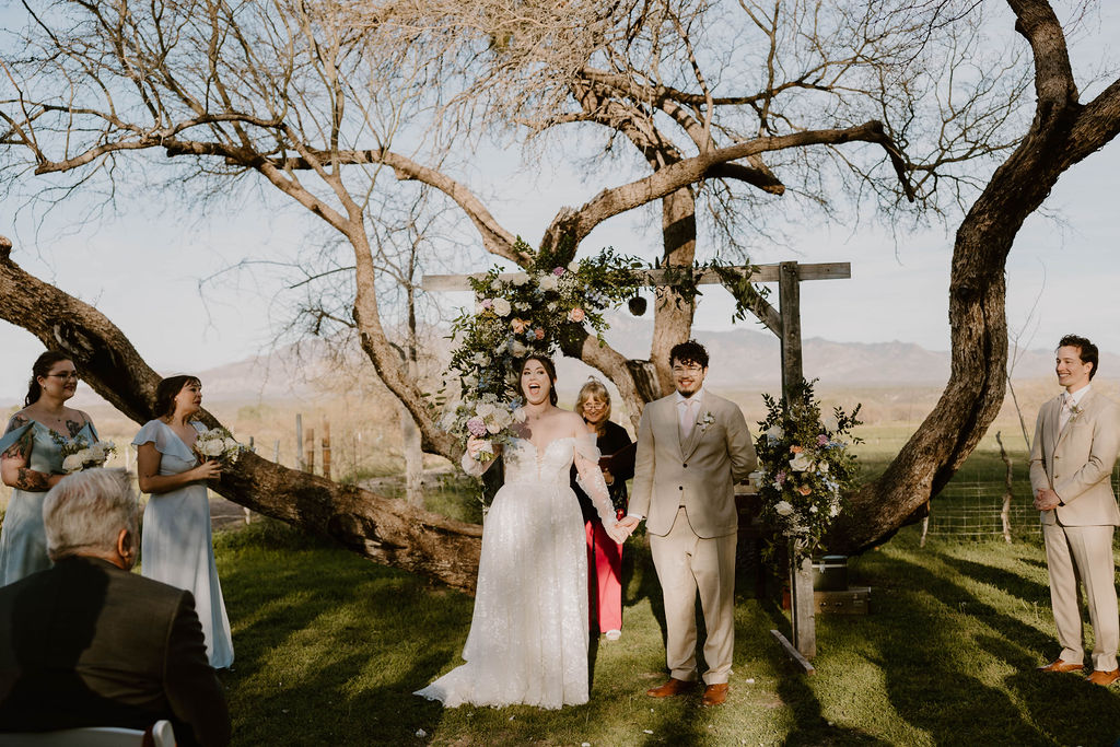 Tucson based, Arizona Micro Wedding Photographer takes garden party wedding photos 