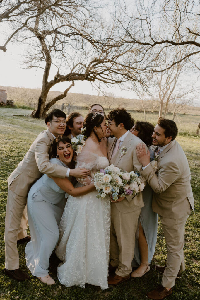Tucson based, Arizona Micro Wedding Photographer takes garden party wedding photos at wedding party photos candid