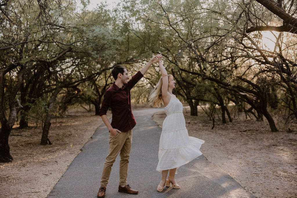 couple getting their pictures taken at a dreamy tucson location